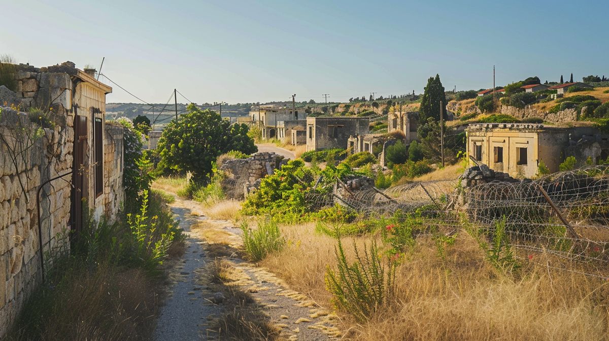 Vista panorámica de la línea verde en Chipre, mostrando la división y el paisaje circundante