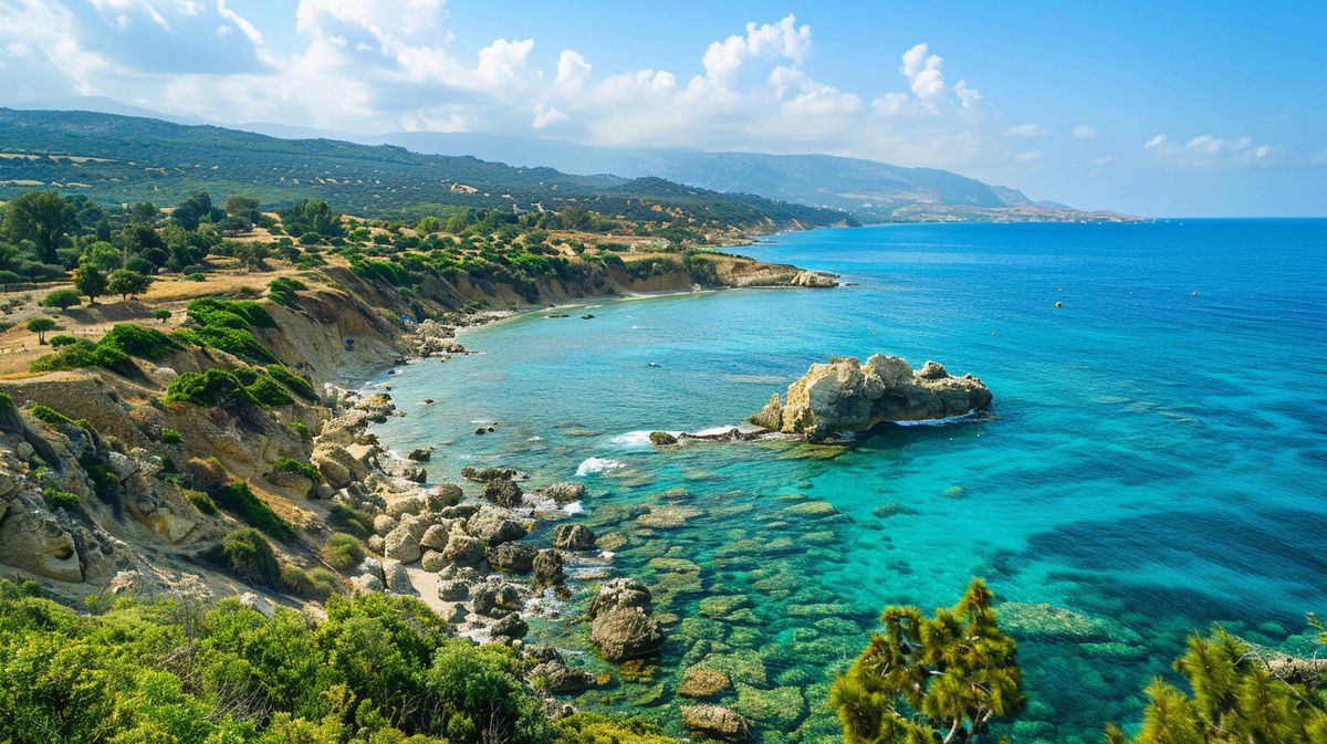 Vista panorámica de la costa de Chipre con playas y mar azul