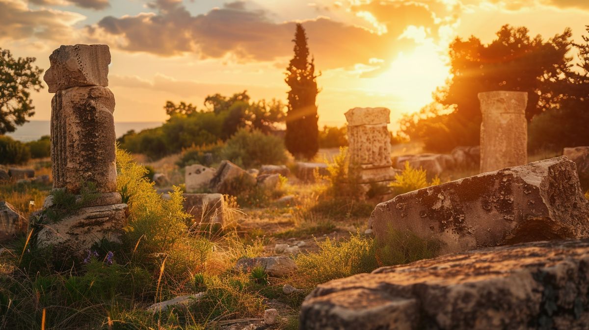 Vista panorámica de los famosos monumentos de Chipre durante el atardecer, destacando su rica historia y cultura