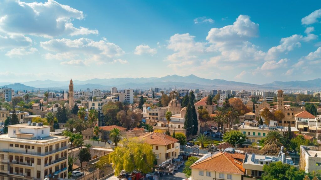 Mapa detallado mostrando cuál es la capital de Chipre, Nicosia, destacada visualmente